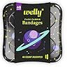 Welly Bandages | Adhesive Flexible Fabric Bravery Badges | Assorted Shapes for Minor Cuts, Scrapes, and Wounds | Colorful and Fun First Aid Tin | Space Patterns - 48 Count