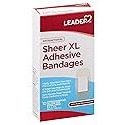 Leader Sheer XL Adhesive Bandages, Packs ofBlends with Skin, Helps Prevent Infection, Long Lasting, First Aid and Wound Care Protection, Compare to Band-Aid, All One Size 2" x 4", 10 ct.