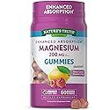 Magnesium Gummies | 200mg | 60 Count | Vegan, Non-GMO & Gluten Free Supplement | Enhanced Absorption Magnesium Citrate | by Nature's Truth