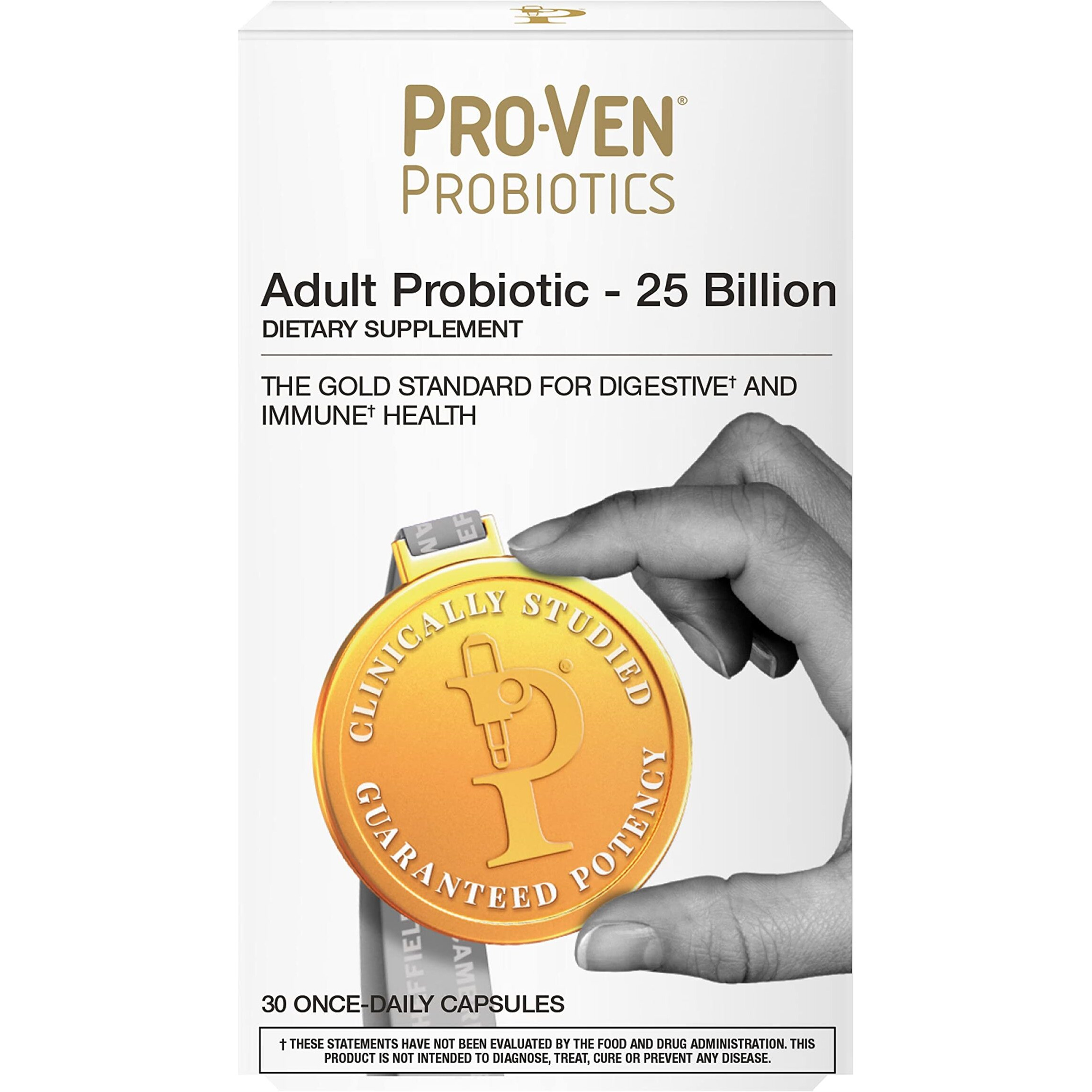 Pro-Ven Probiotics Adults Probiotics Once Daily Men Womens Probiotics Digestive Support 25 Billion CFU Probiotic Supplement Gut Health Prebiotic Shelf Stable Guaranteed Potency - 30 Capsules