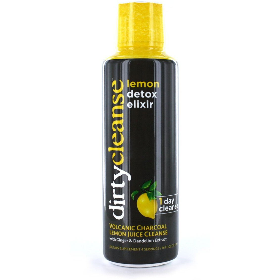 2 Set- Dirty Cleanse Lemon Detox with Volcanic Charcoal with Ginger and Dandelion Extract, 4 Servings, 2 set 16 Fl Oz