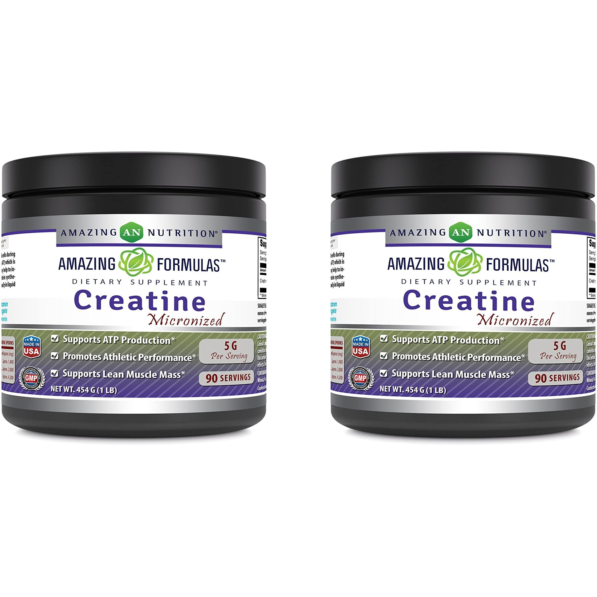 Amazing Formulas Micronized Creatine Monohydrate - 5000 mg Micronized Creatine Per Serving - Ideal Pre & Post Workout Supplement (1 Lb (Unflavored) - 2 Pack)