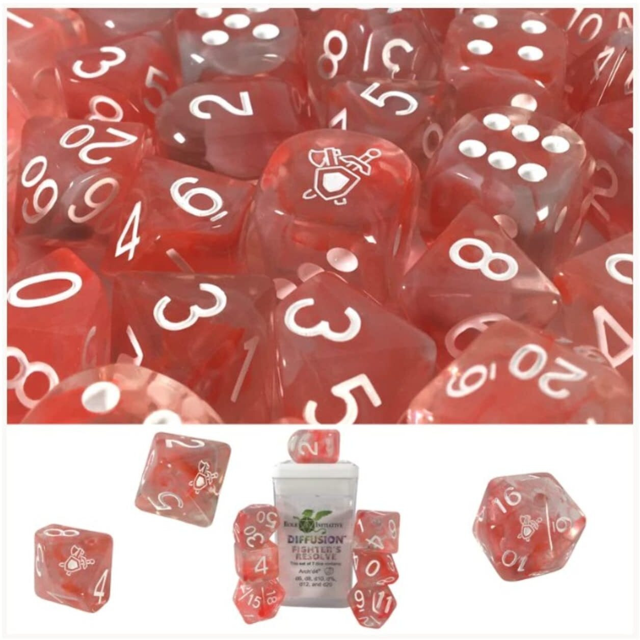 Role 4 Initiative Diffusion Poly Set - Fighter's Resolve w/Class Symbol (15)