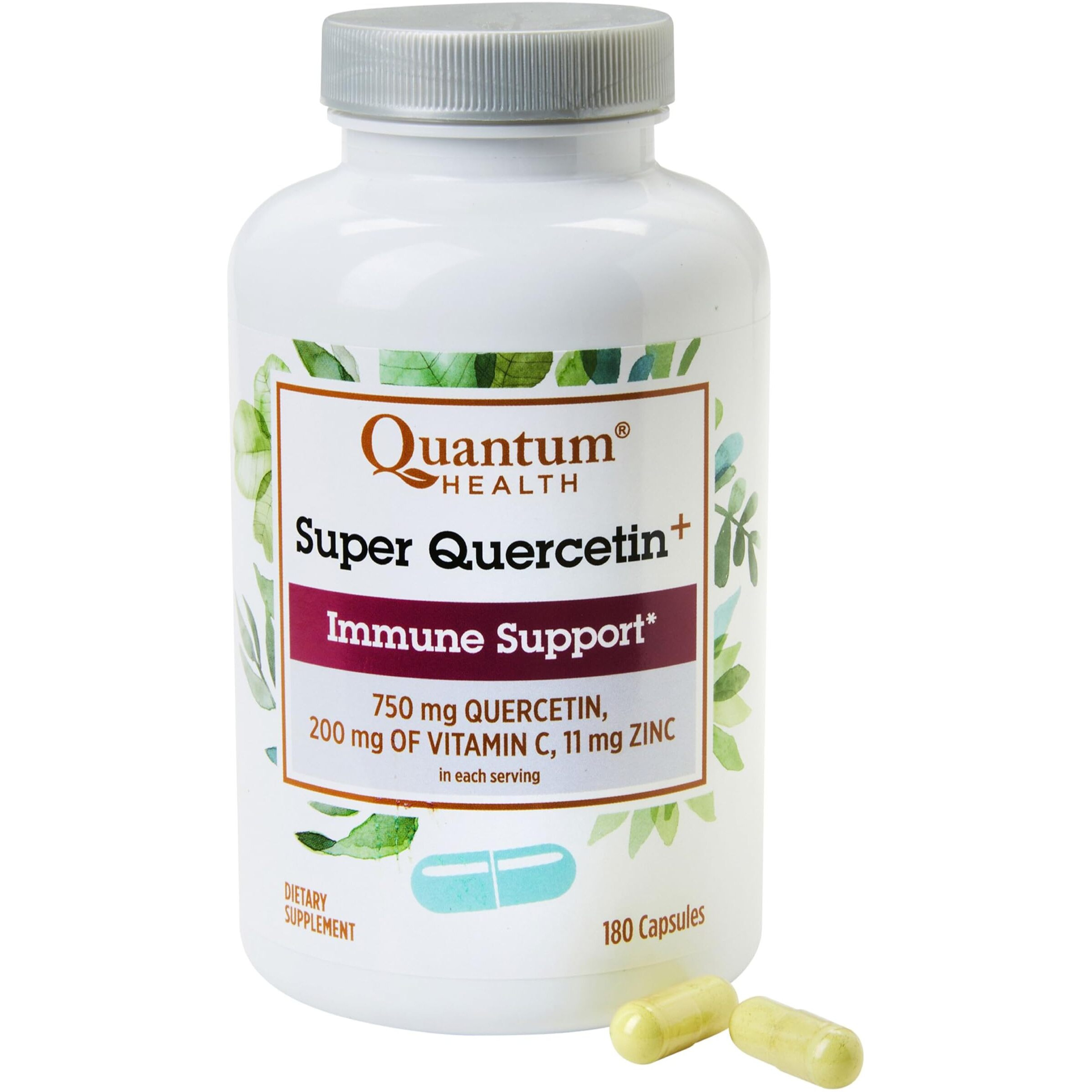 Quantum Health Quercetin+ 750mg Powerful Immune Support Supplement + Zinc 11mg & Vitamin C 200mg Seasonal Immunity Boost Respiratory Health & Gut Support Complex for Women & Men - 180 Capsules