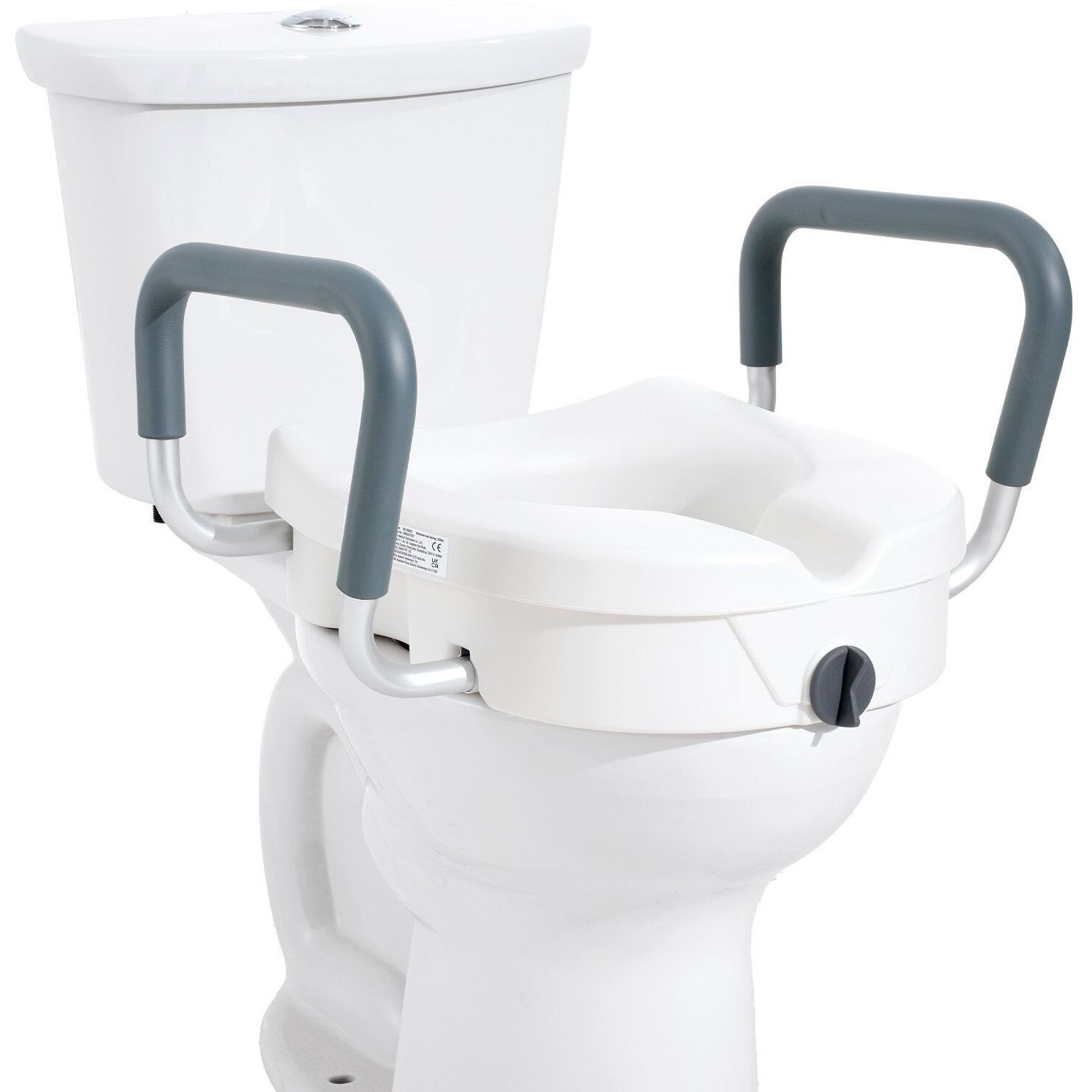 VEVOR Raised Toilet Seat, 5" Height Raised, 350 lbs Weight Capacity, for Round and Elongated Toilet, Twist Lock Installation,19.1" - 21.7" Adjustable Width, for Elderly, Handicap, Patient, Pregnant, M