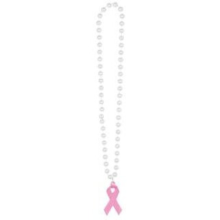 Pink Ribbon Medallion Beads - Pack of 12 for Breast Cancer Awareness