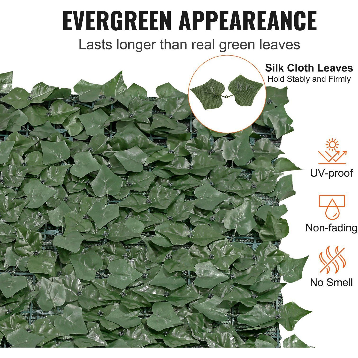 VEVOR 39&quotx98" Artificial Faux Ivy Leaf Privacy Fence Screen with Mesh Cloth Backing