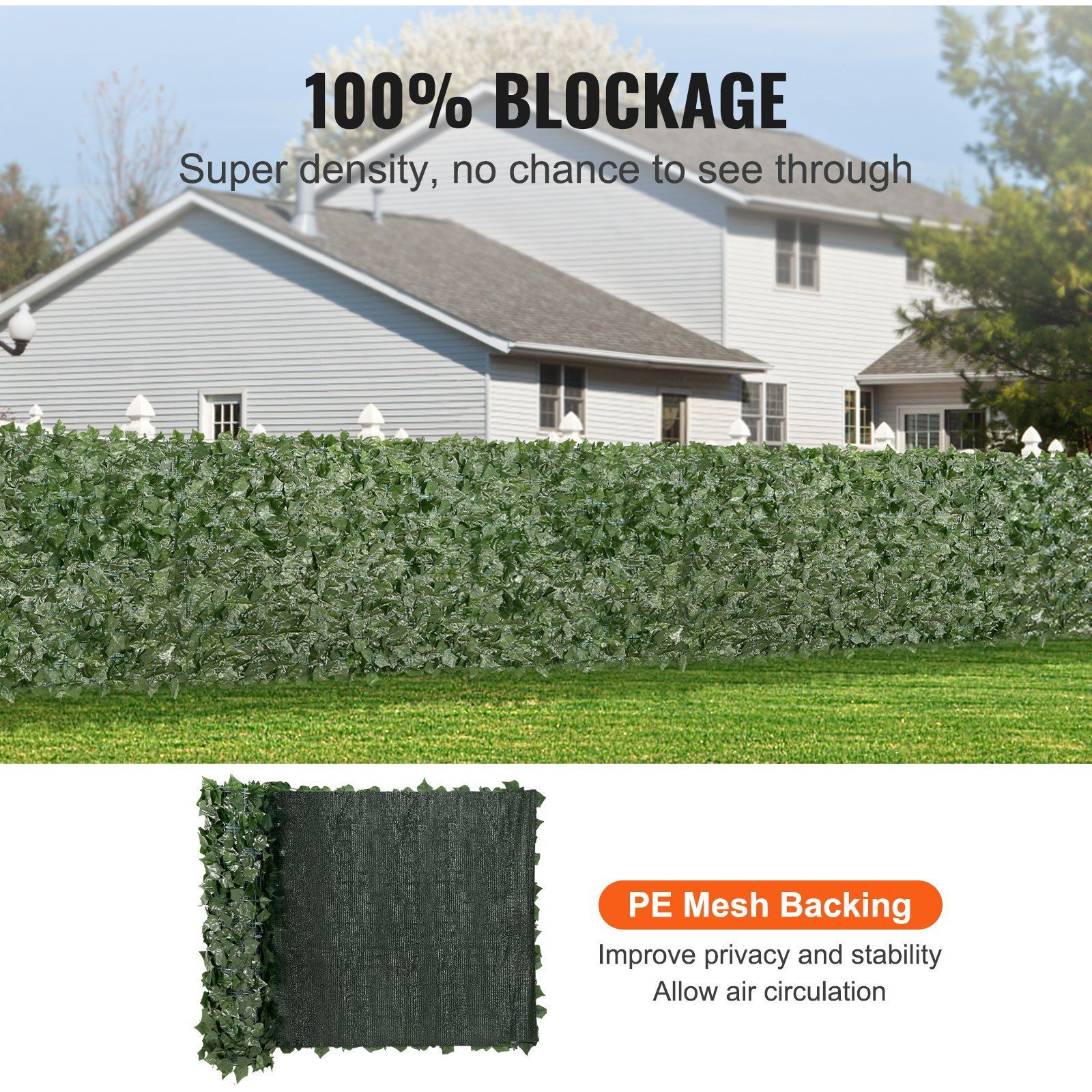 VEVOR 39&quotx98" Artificial Faux Ivy Leaf Privacy Fence Screen with Mesh Cloth Backing