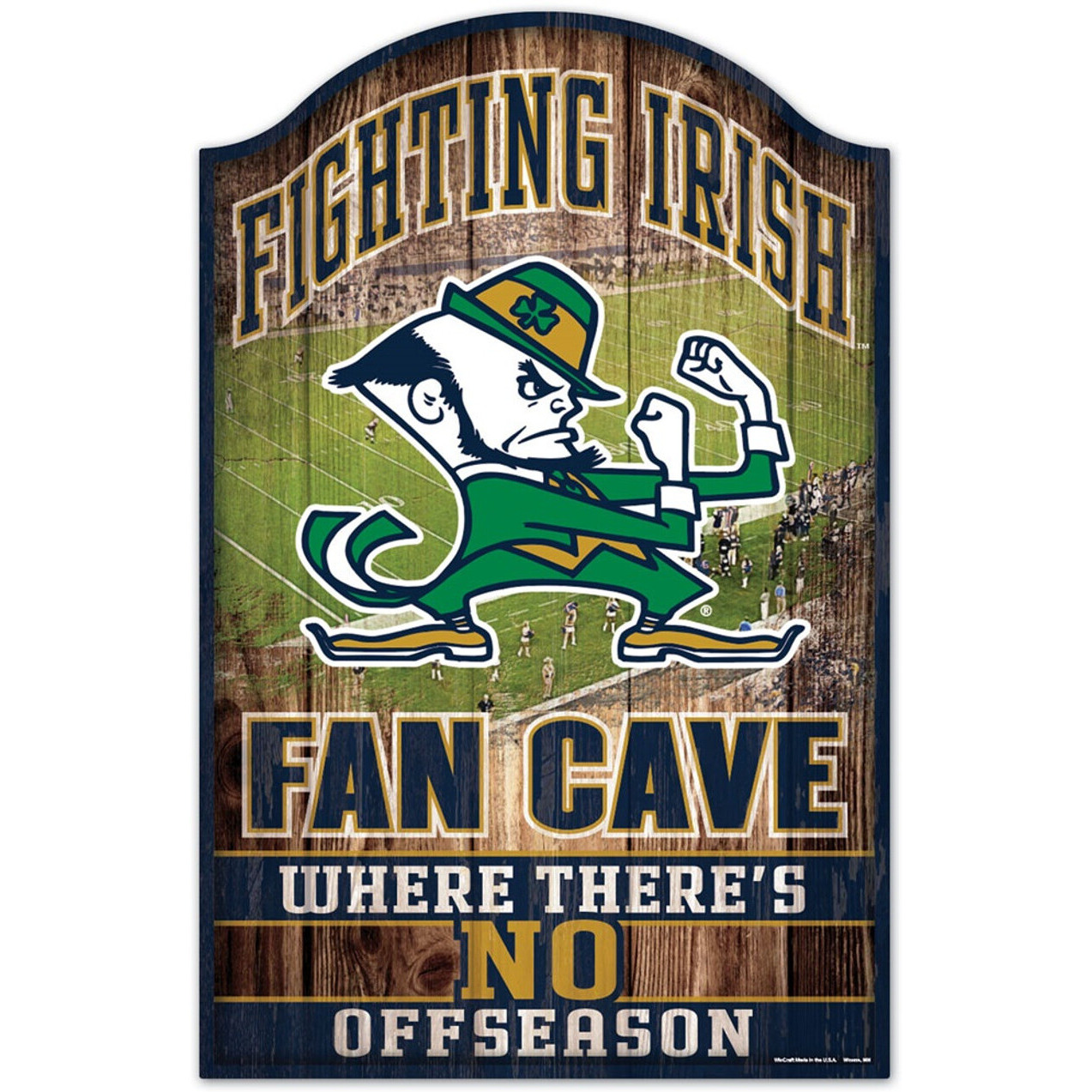 Notre Dame Fighting Irish Sign 11x17 Wood Fan Cave Design
