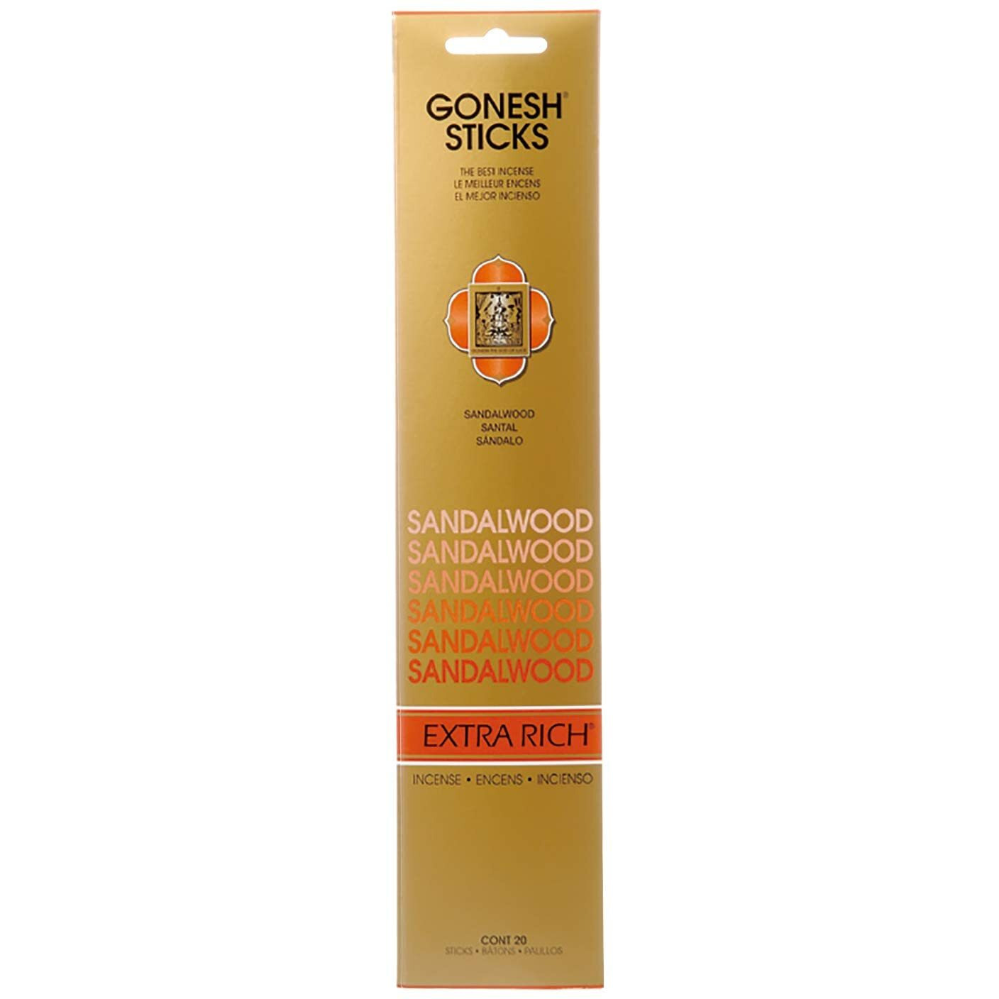 Sandalwood GOXRSA Gonesh Stick Incense , Single 20-stick pack , Gold