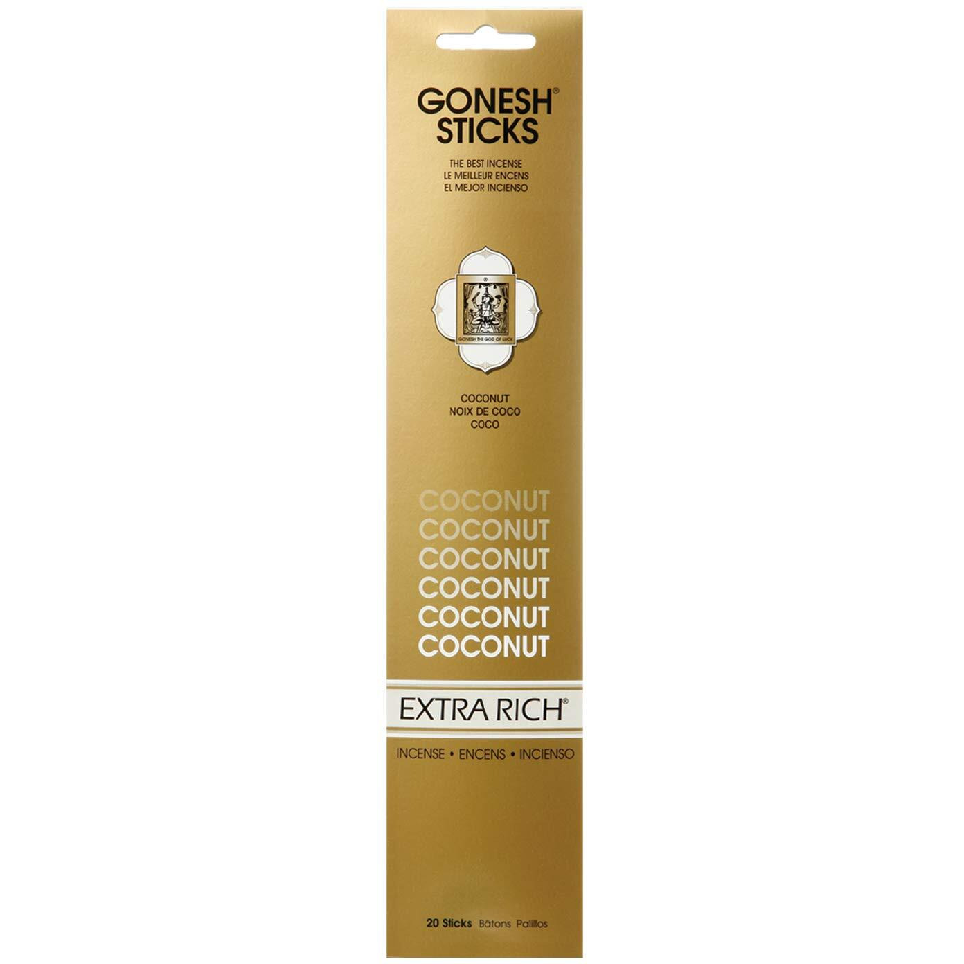 Gonesh Incense Sticks Extra Rich Collection Coconut, 20 Piece