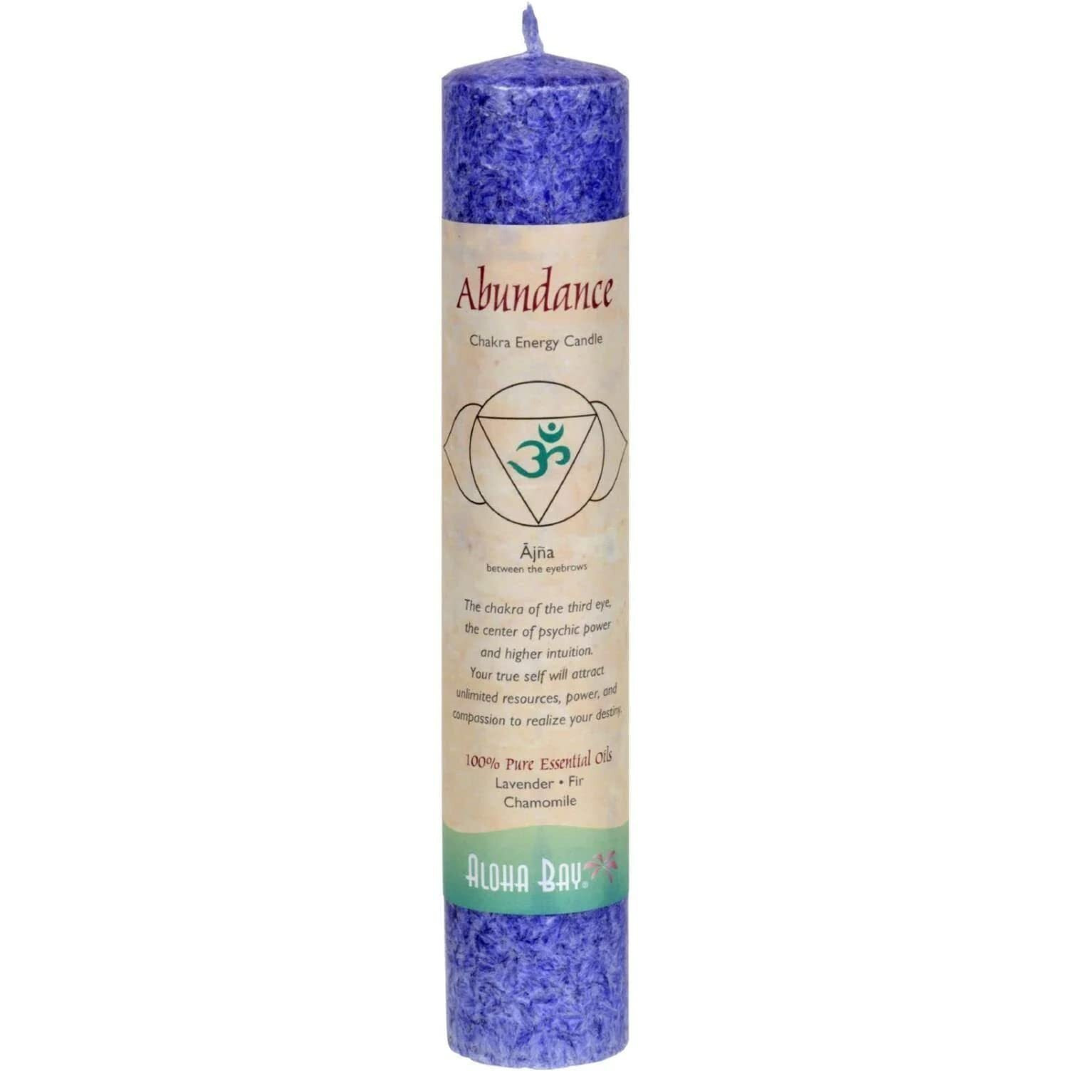 Aloha Bay Chakra Pillar Abundance Candle, Indigo