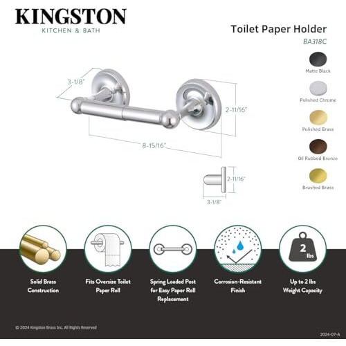 Kingston Brass BA318PB Classic Toilet Paper Holder, Polished Brass