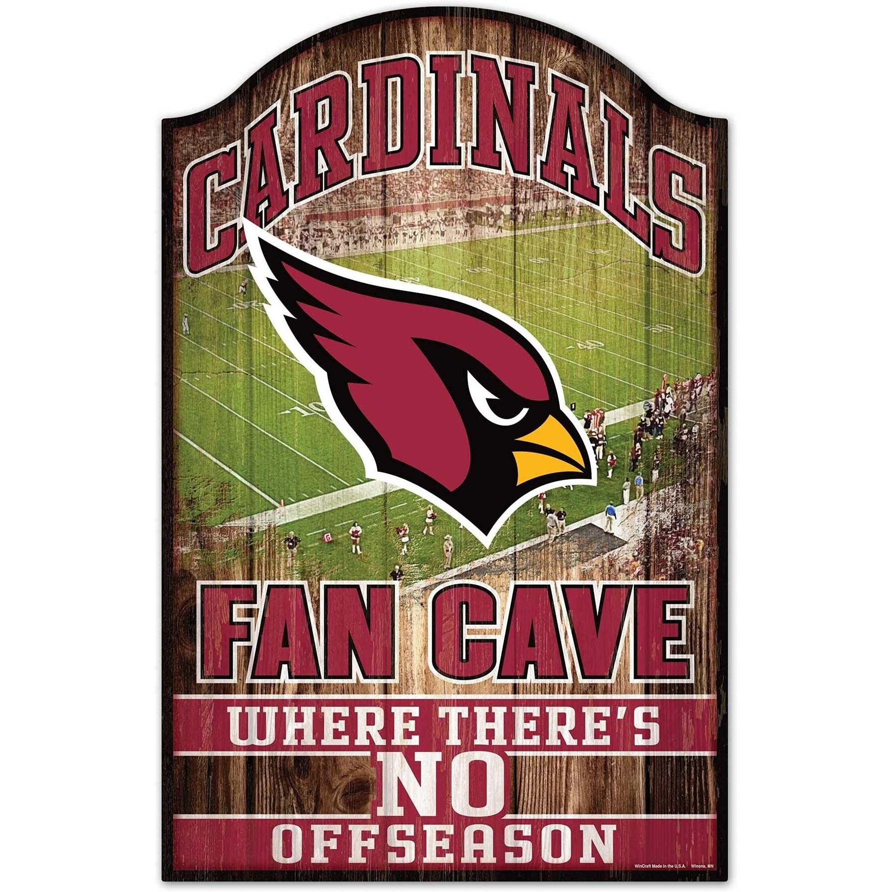 Arizona Cardinals Wood Sign - 11&quotx17" Fan Cave Design