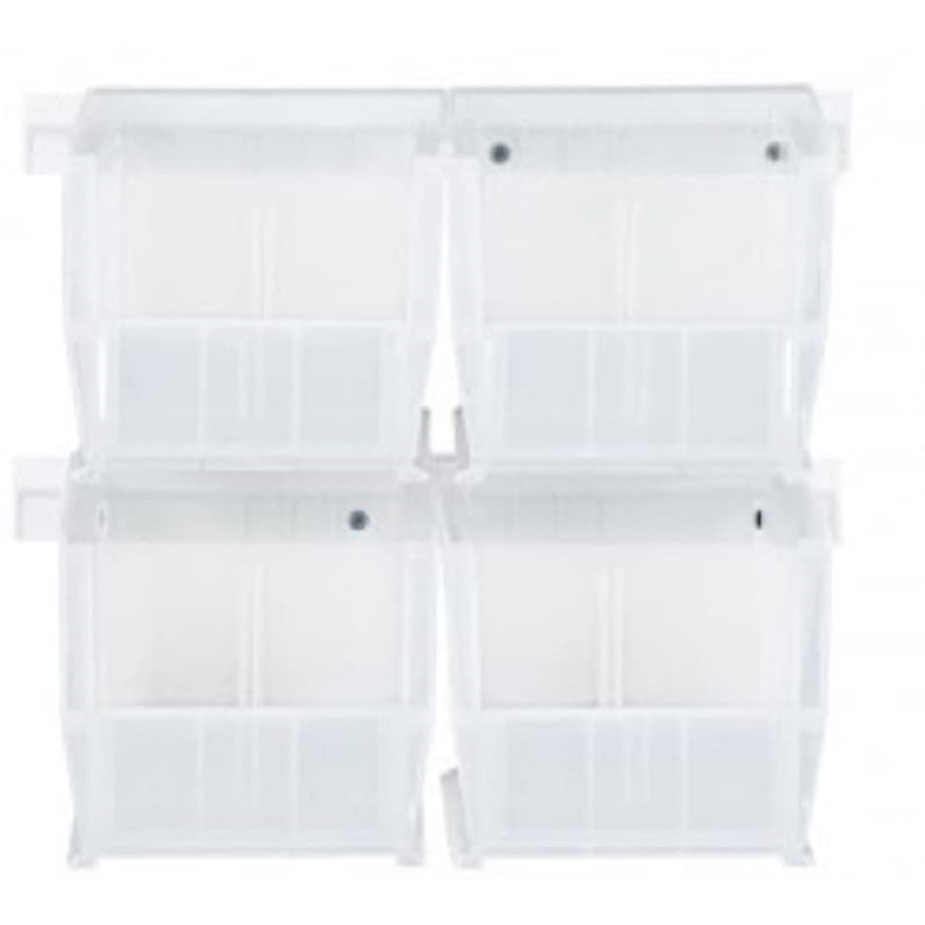 Hang-n-Stack Bin,  package, includes (4) 10-7/8L x 5-1/2W x 5H (QUS230) clear bin and (2) bin rails