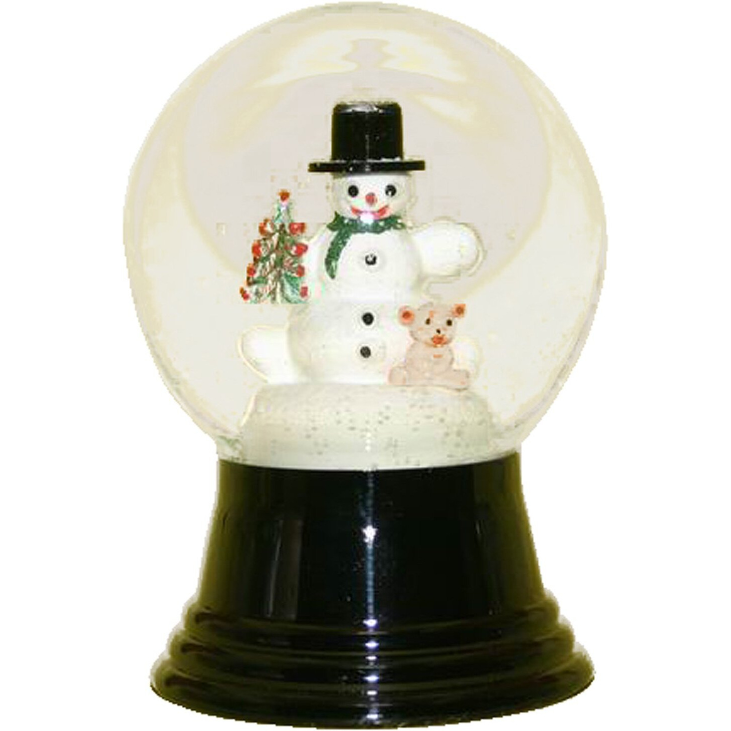 Perzy Snowglobe - Medium Snowman with Bear - 5&quotH x 3&quotW x 3&quotD
