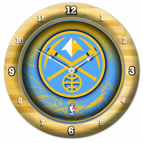 Denver Nuggets Clock Round Wall Style Chrome