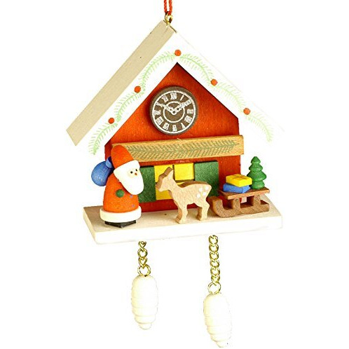 Christian Ulbricht Ornament - Santa with Red Cuckoo - 4&quotH x 3&quotW x 1.5&quotD