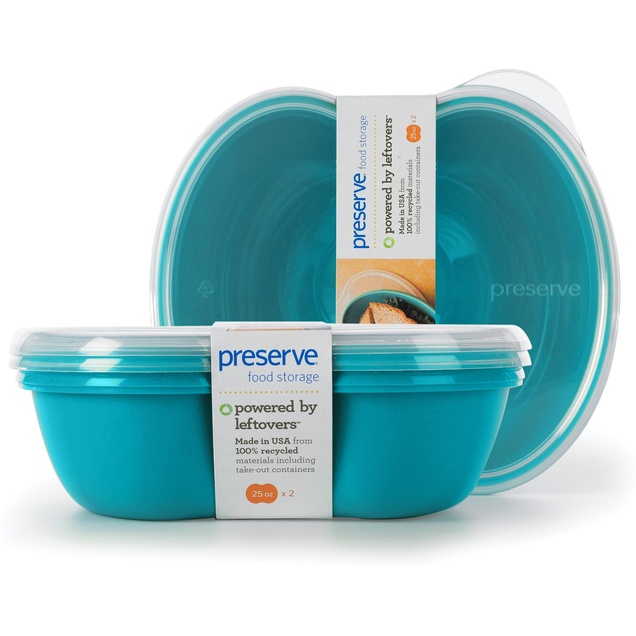 Preserve Food Storage Container, Set of 2, Aqua Blue