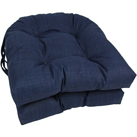 16-inch Outdoor Spun Polyester U-shaped Tufted Chair Cushions (Set of 2)