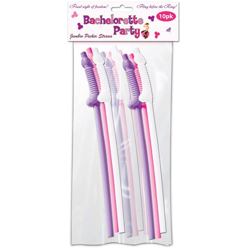 Bachelorette Party Pecker Straws Assorted Colors 10 Count(D0102H5Q4LY.)