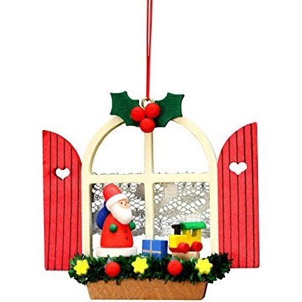 Christian Ulbricht Ornament - Window with Santa - 2.75&quotH x 3&quotW x 1&quotD