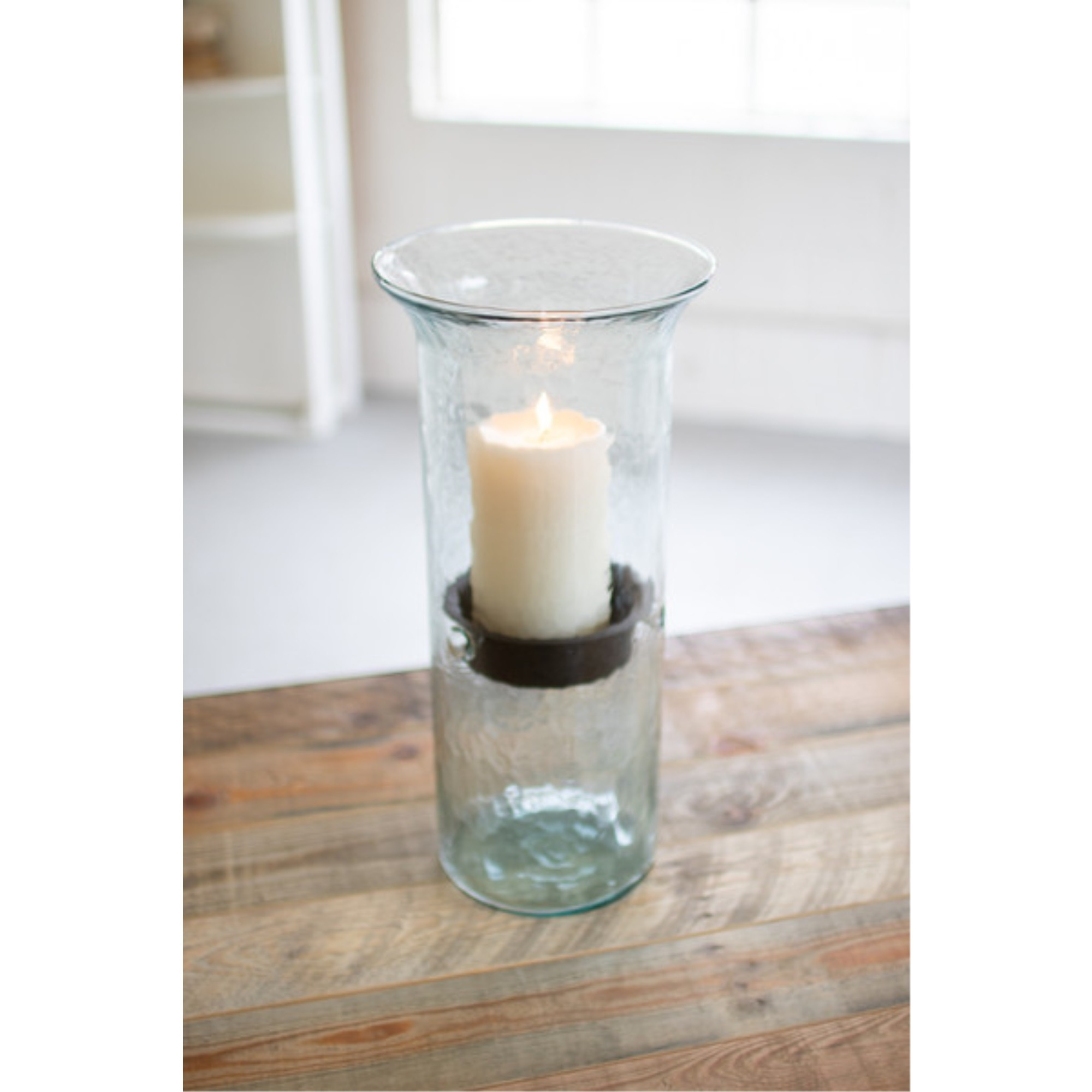 MINI GLASS CANDLE CYLINDERS W RUSTIC INSERT - LARGE