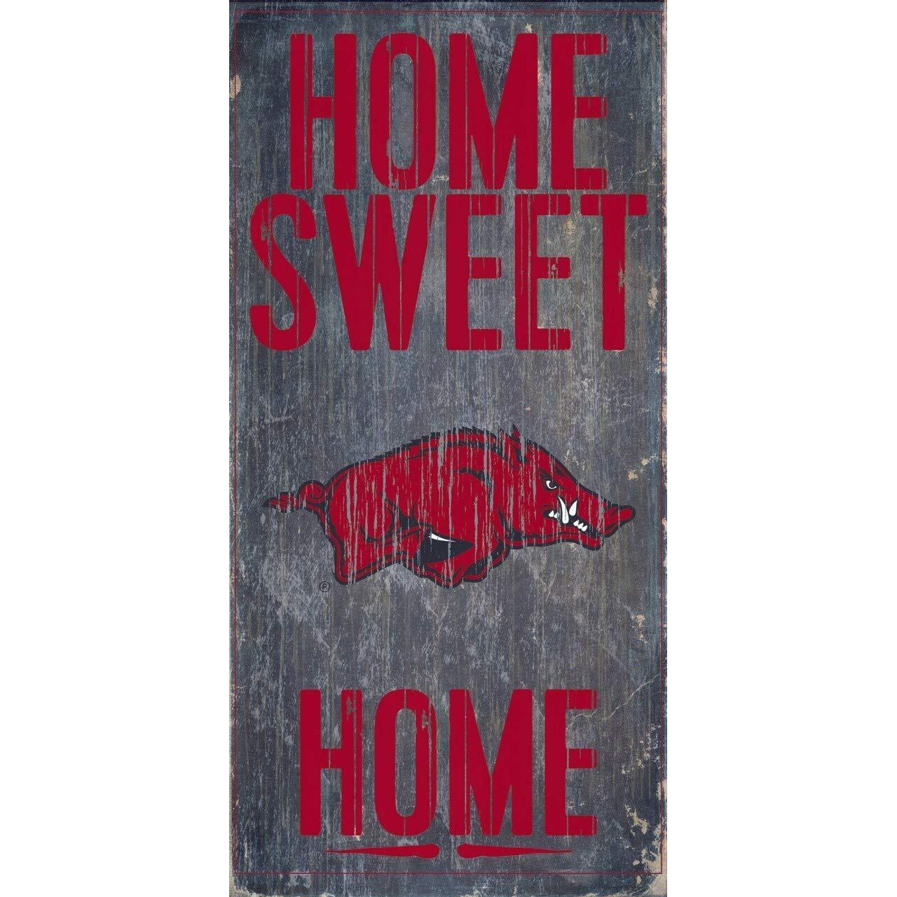 Arkansas Razorbacks Wood Sign - Home Sweet Home 6&quotx12"