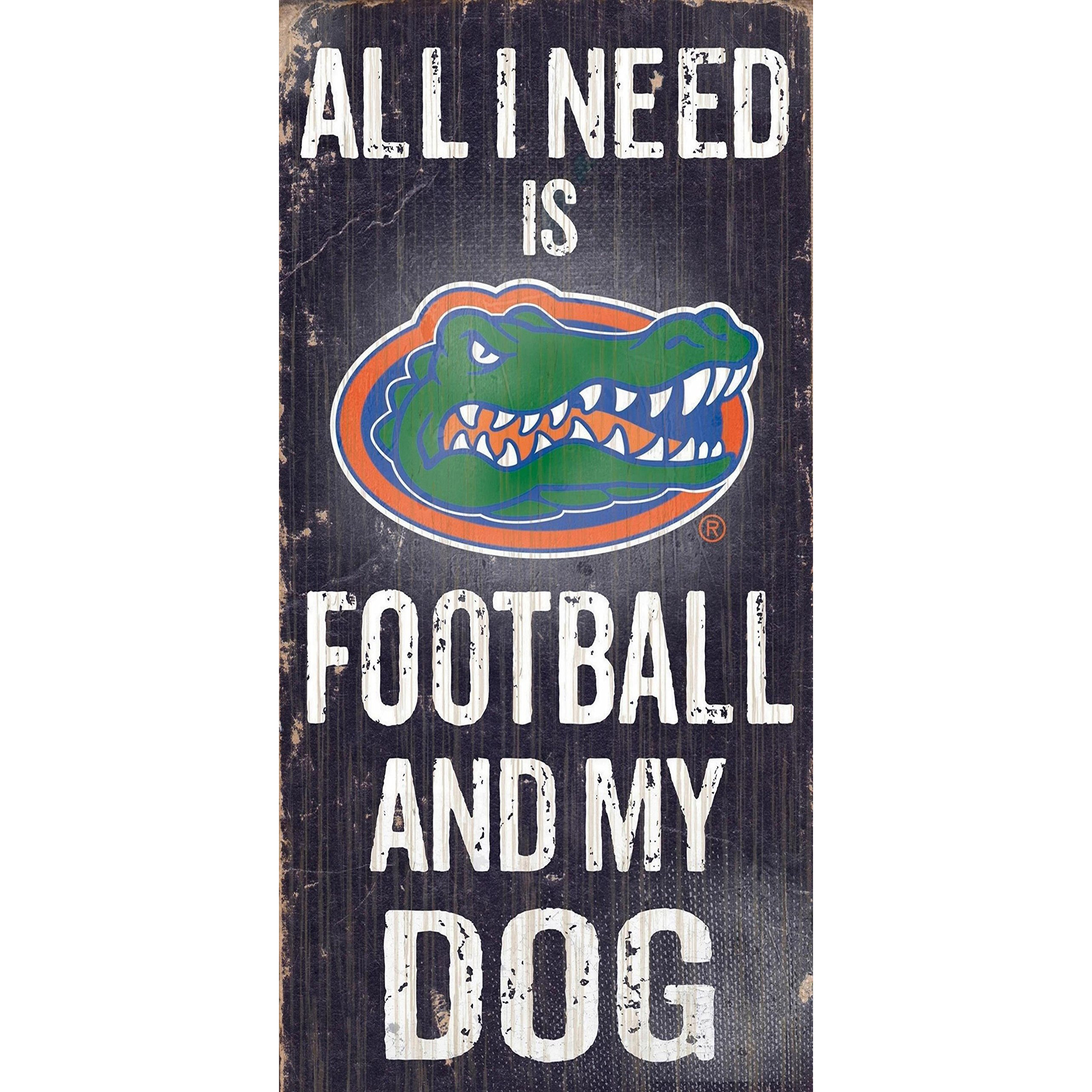 Florida Gators Wood Sign - Football and Dog 6&quotx12"