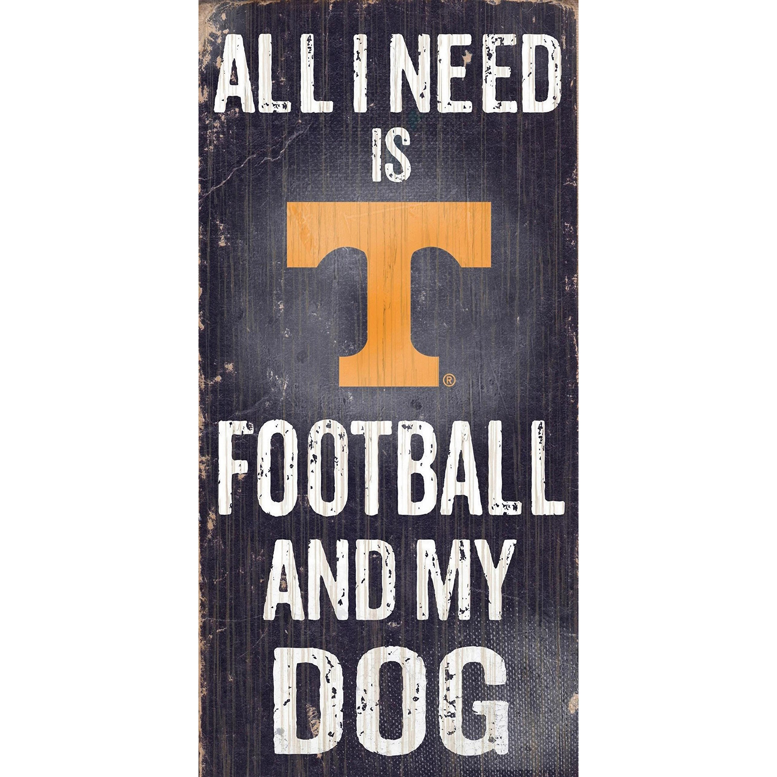 Tennessee Volunteers Wood Sign - Football and Dog 6&quotx12"