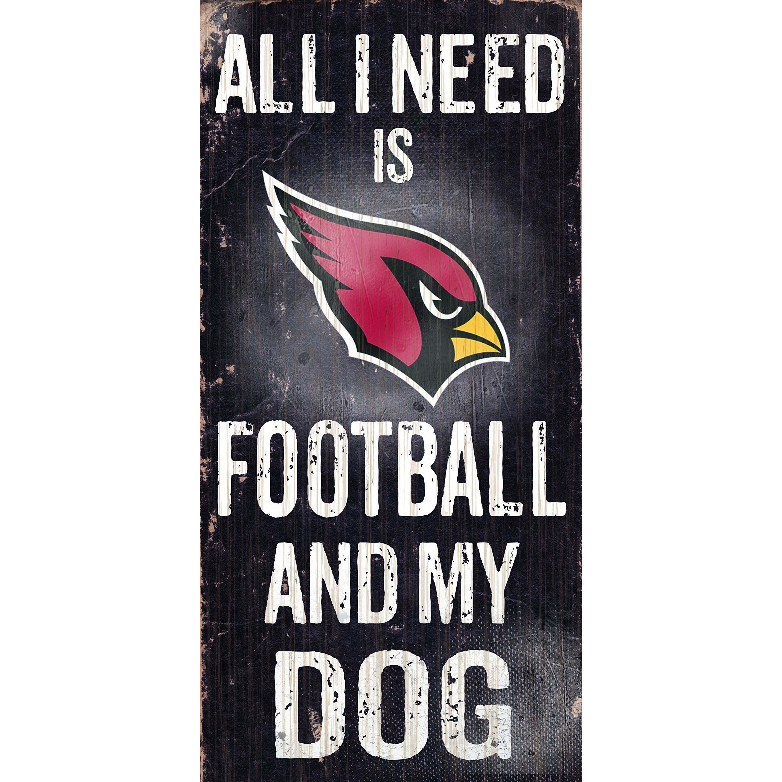 Arizona Cardinals Wood Sign - Football and Dog 6&quotx12"
