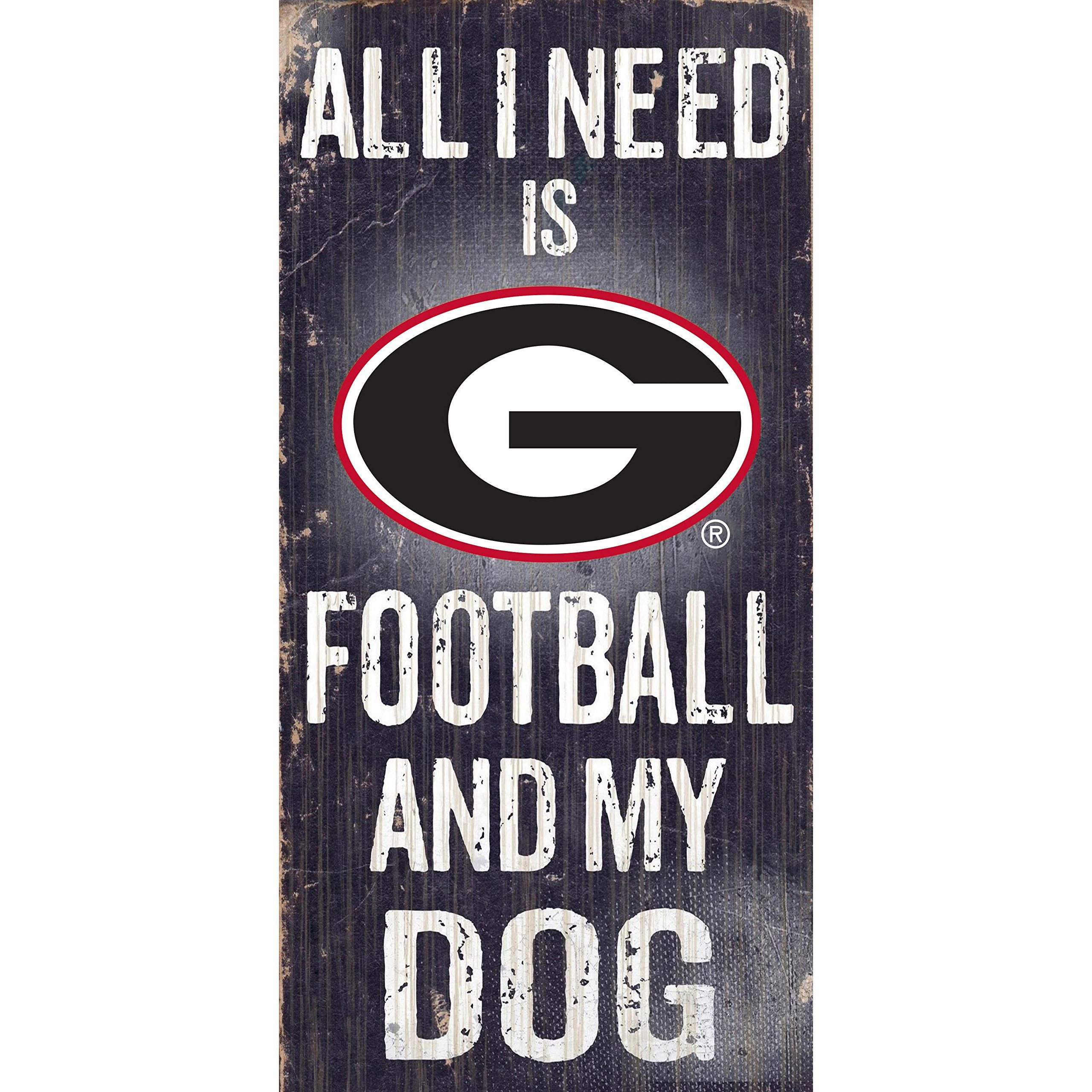 Georgia Bulldogs Wood Sign - Football and Dog 6&quotx12"