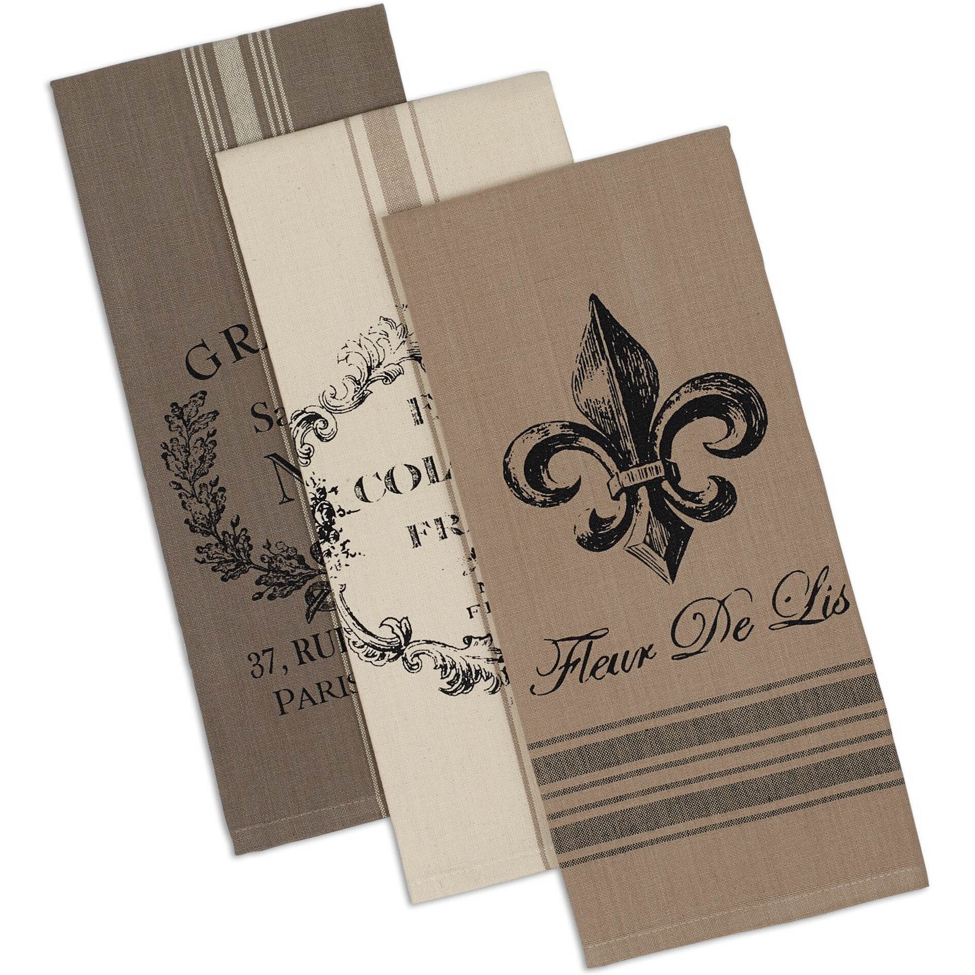 DII Assorted French Printed Dishtowel (Set of 3)