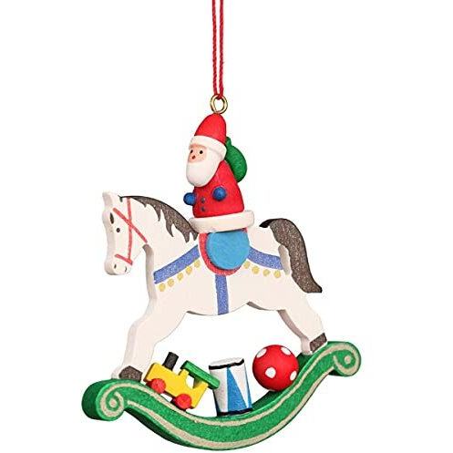 Christian Ulbricht Ornament - Santa on Rocking Horse - 3&quotH x 2.75&quotW x .25&quotD
