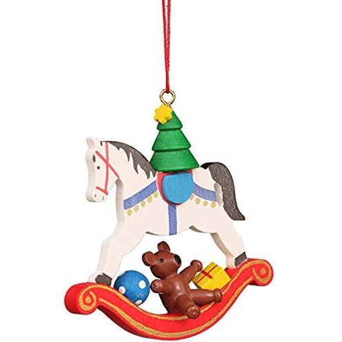 Christian Ulbricht Ornament - Rocking Horse with Toys - 3&quotH x 2.75&quotW x .25&quotD