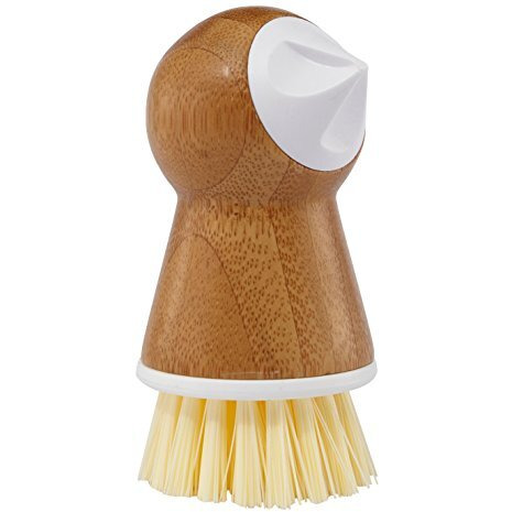 Full Circle Tater Mate Bamboo Potato Brush with Eye Remover, White