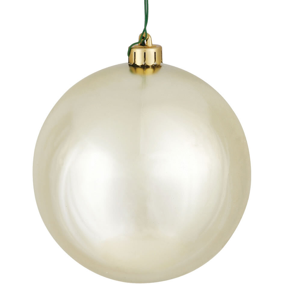 Vickerman 4" Champagne Shiny Ball UV Drilled 6/Bag - N591038DSV