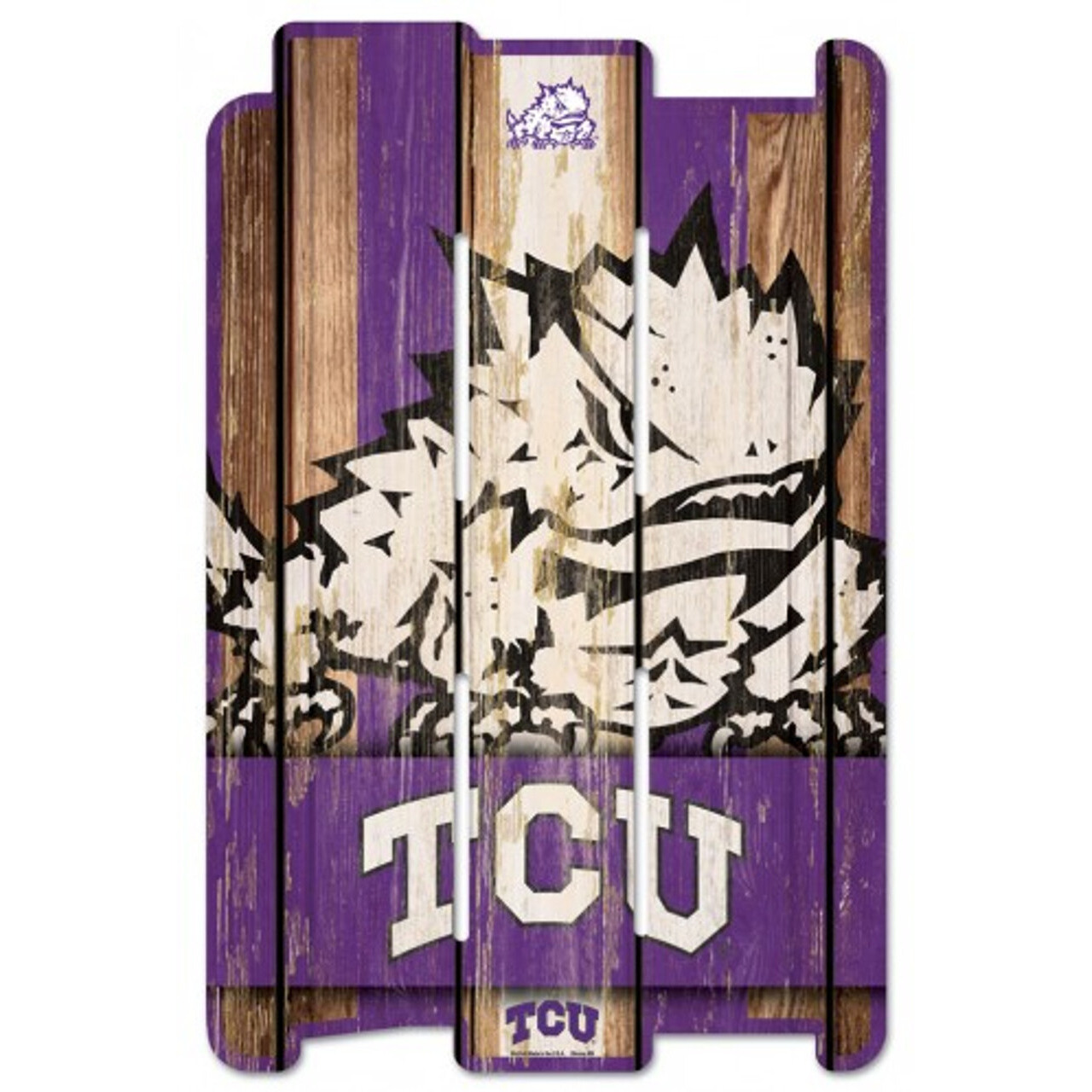 TCU Horned Frogs Sign 11x17 Wood Fence Style - Special Order