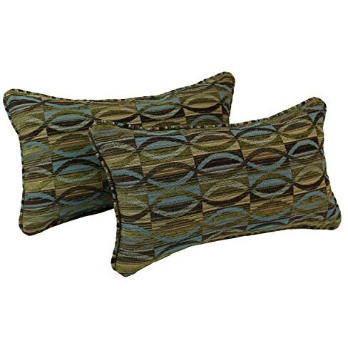 20-inch by 12-inch Double-corded Patterned Jacquard Chenille Back Support PIllows with Inserts (Set of 2) - Earthen Waves