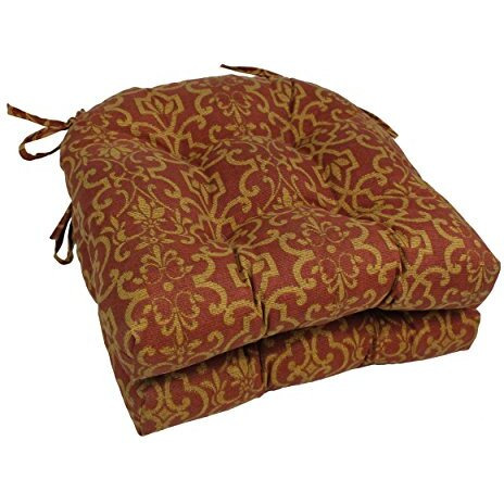 16-inch Outdoor Spun Polyester U-shaped Tufted Chair Cushions (Set of 2)