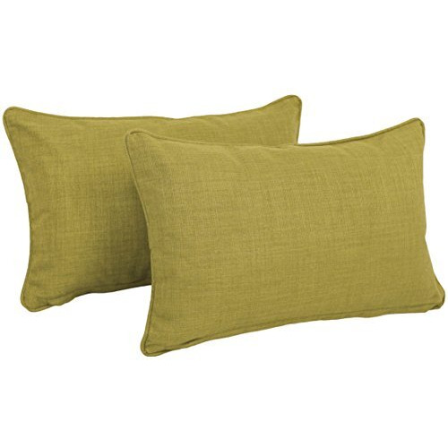 20-inch by 12-inch Double-corded Solid Outdoor Spun Polyester Back Support Pillows with Inserts (Set of 2), Avocado