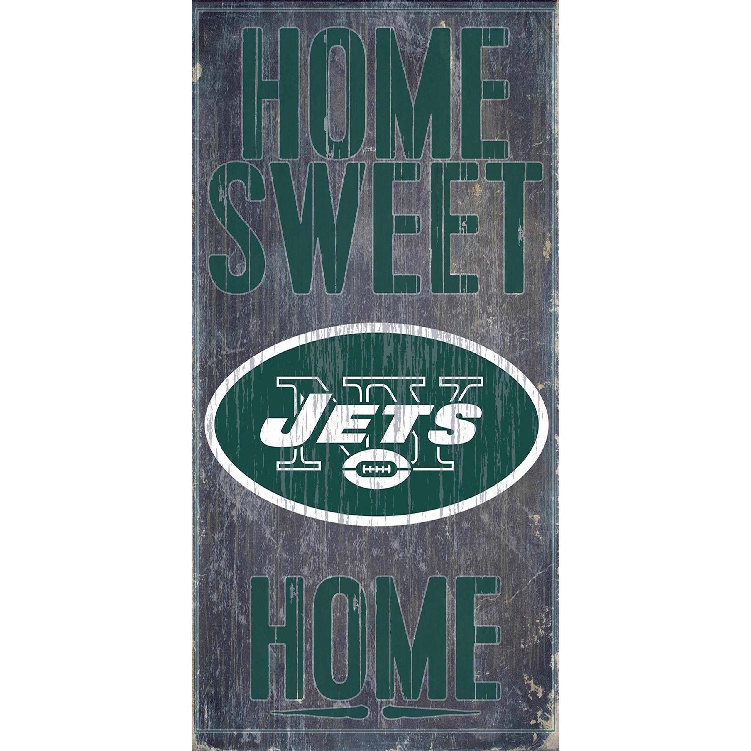 New York Jets Wood Sign - Home Sweet Home 6&quotx12"