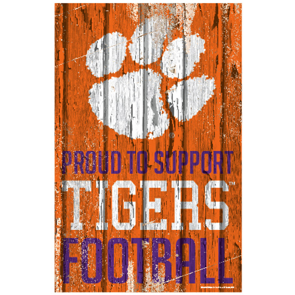 Clemson Tigers Sign 11x17 Wood Proud to Support Design - Special Order