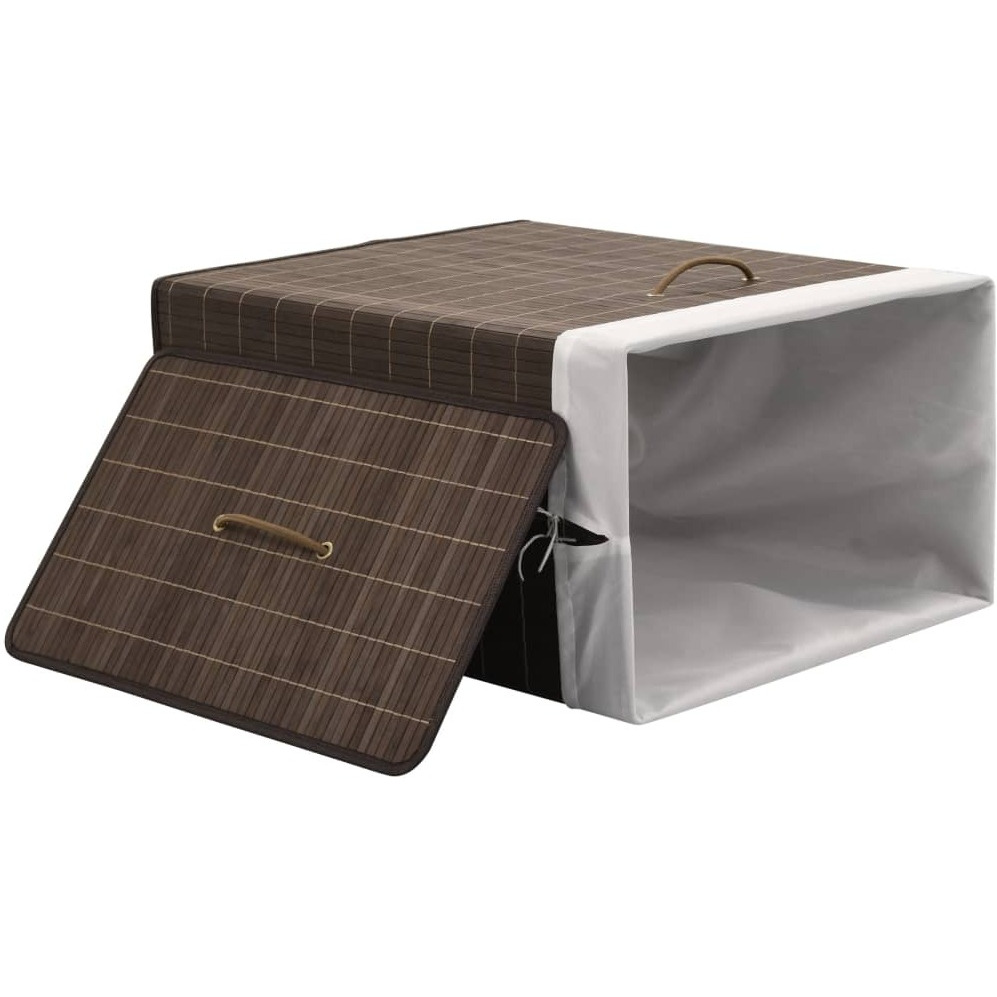 vidaXL Bamboo Laundry Bin Rectangular Dark Brown