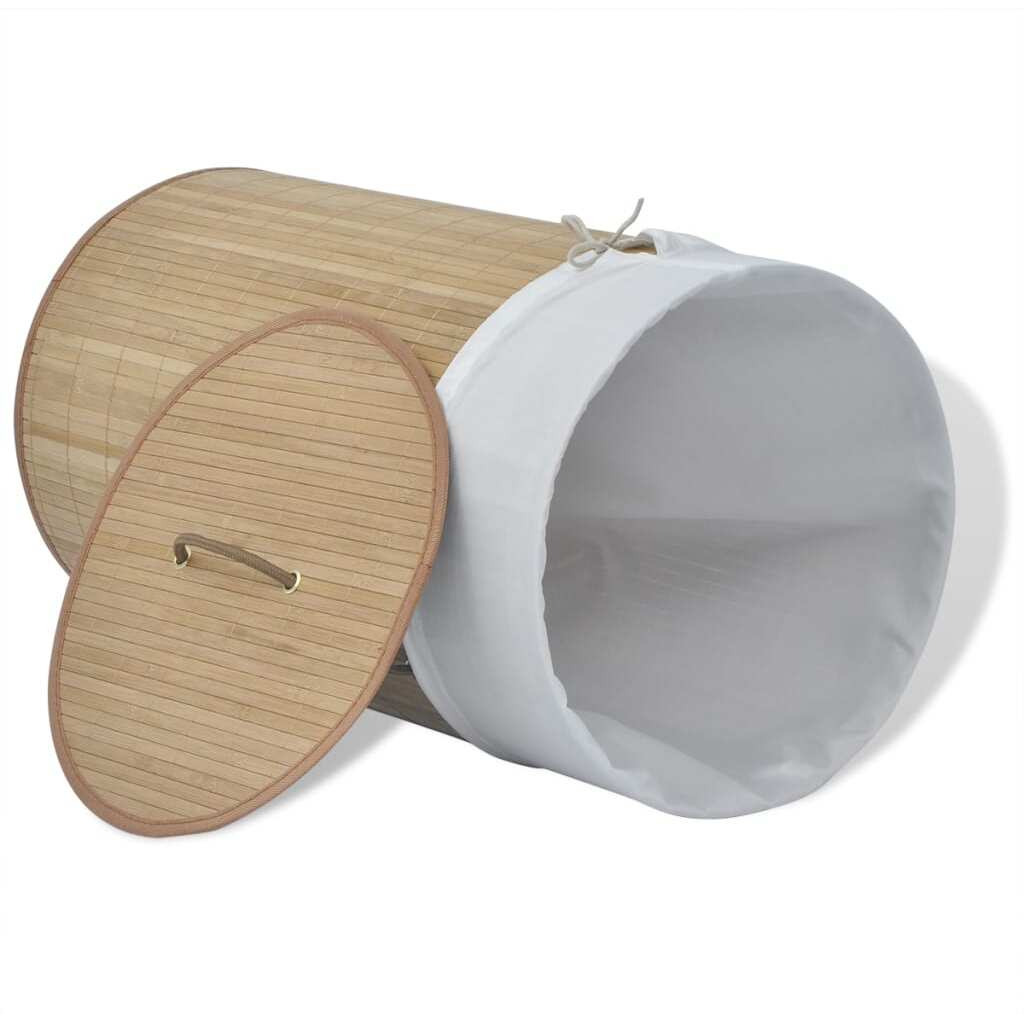 vidaXL Bamboo Laundry Bin Round Natural