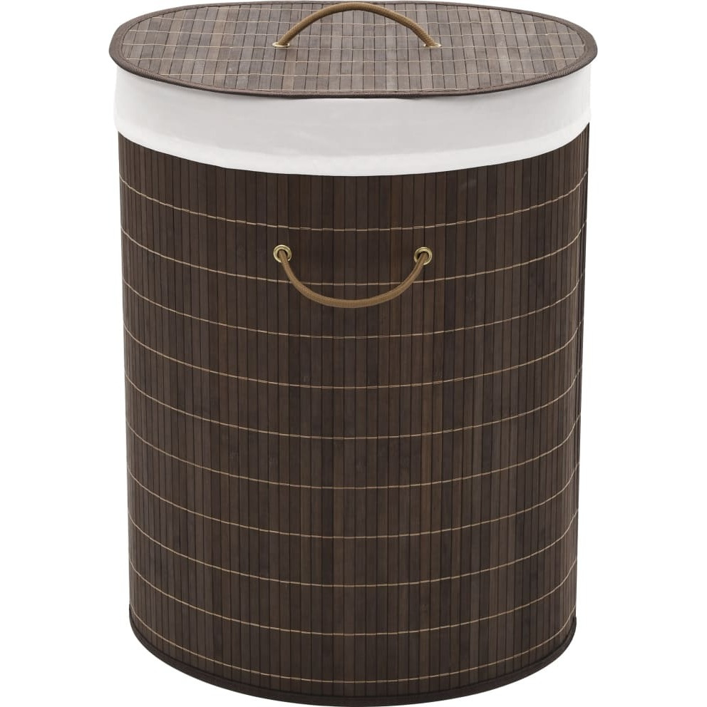 vidaXL Bamboo Laundry Bin Oval Dark Brown