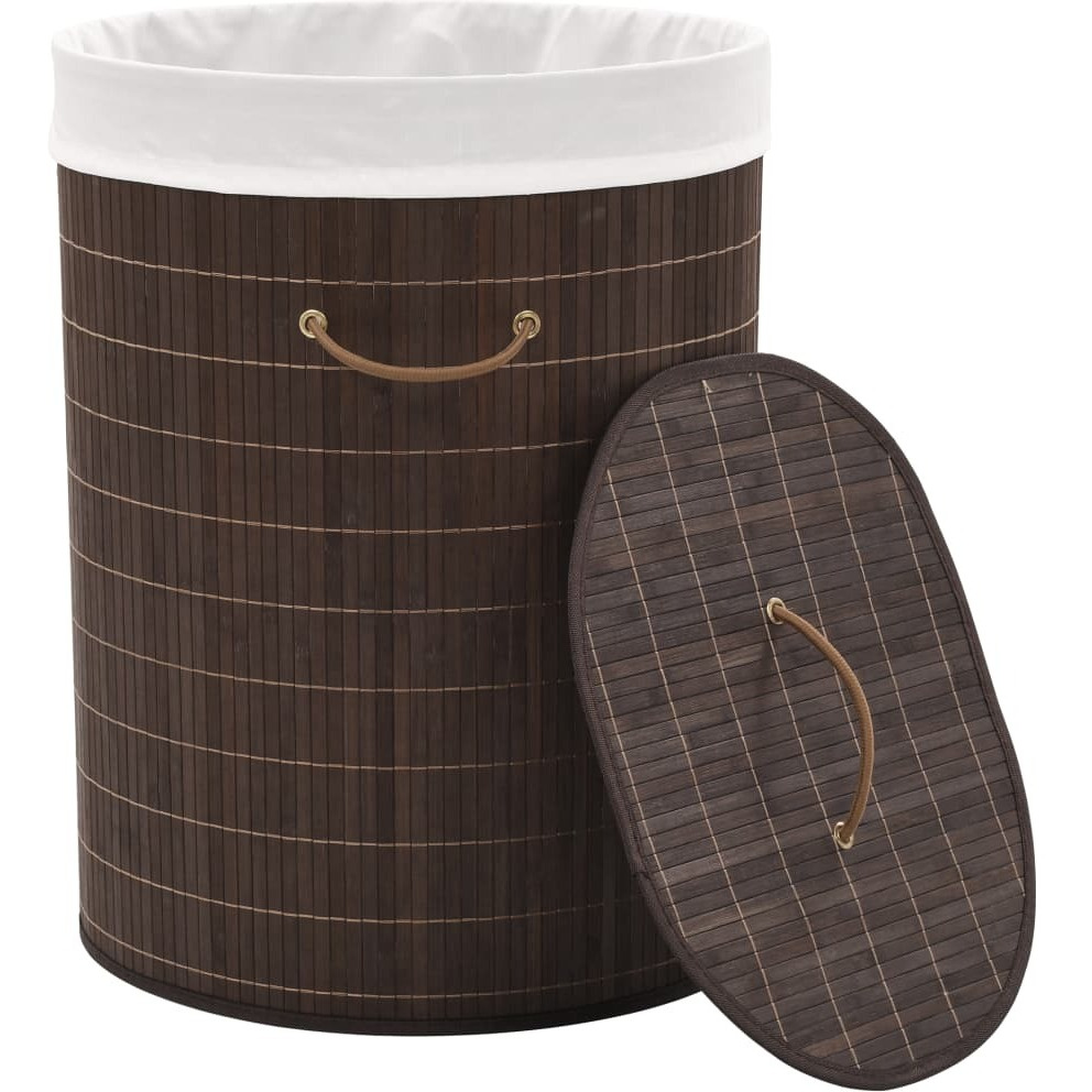 vidaXL Bamboo Laundry Bin Oval Dark Brown