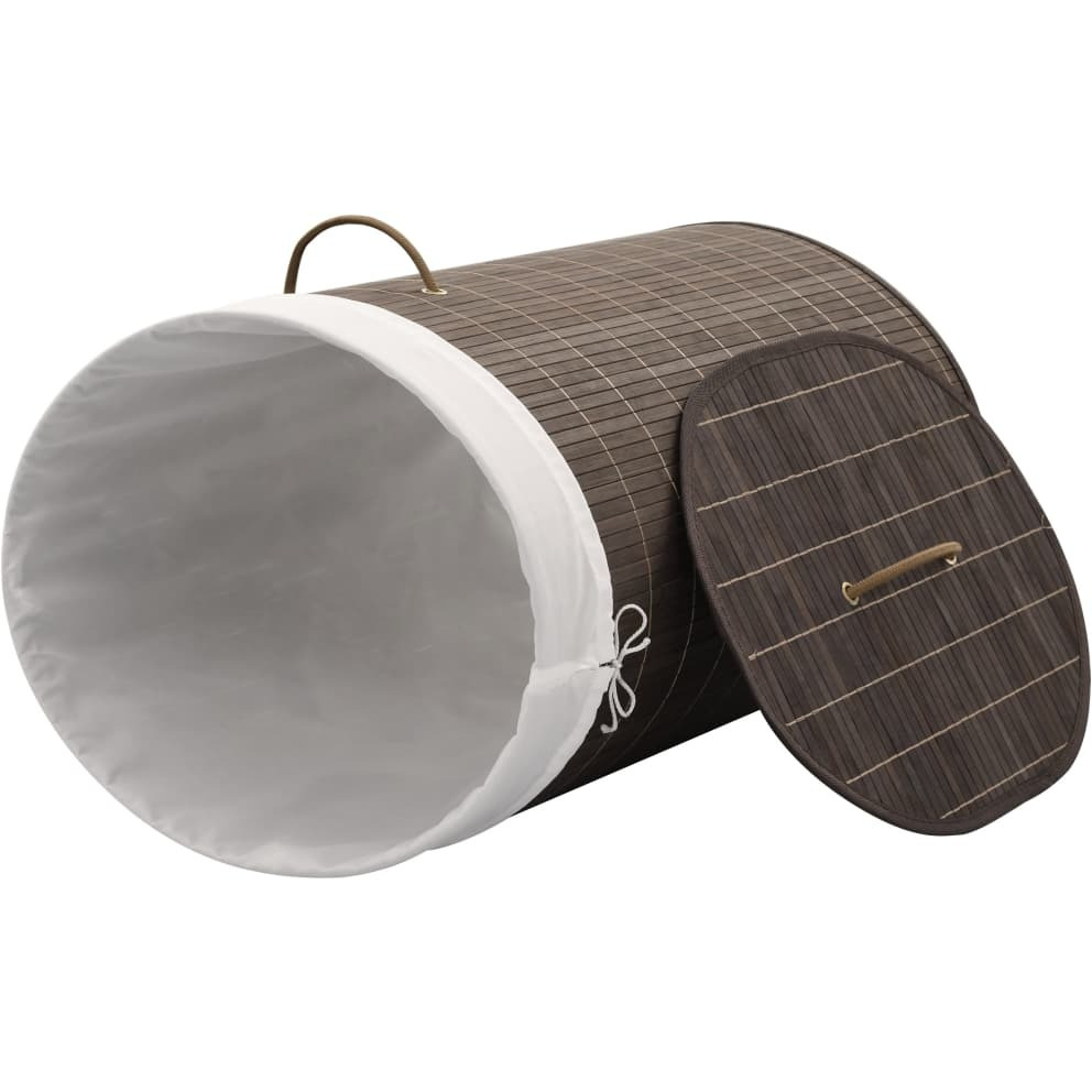 vidaXL Bamboo Laundry Bin Oval Dark Brown