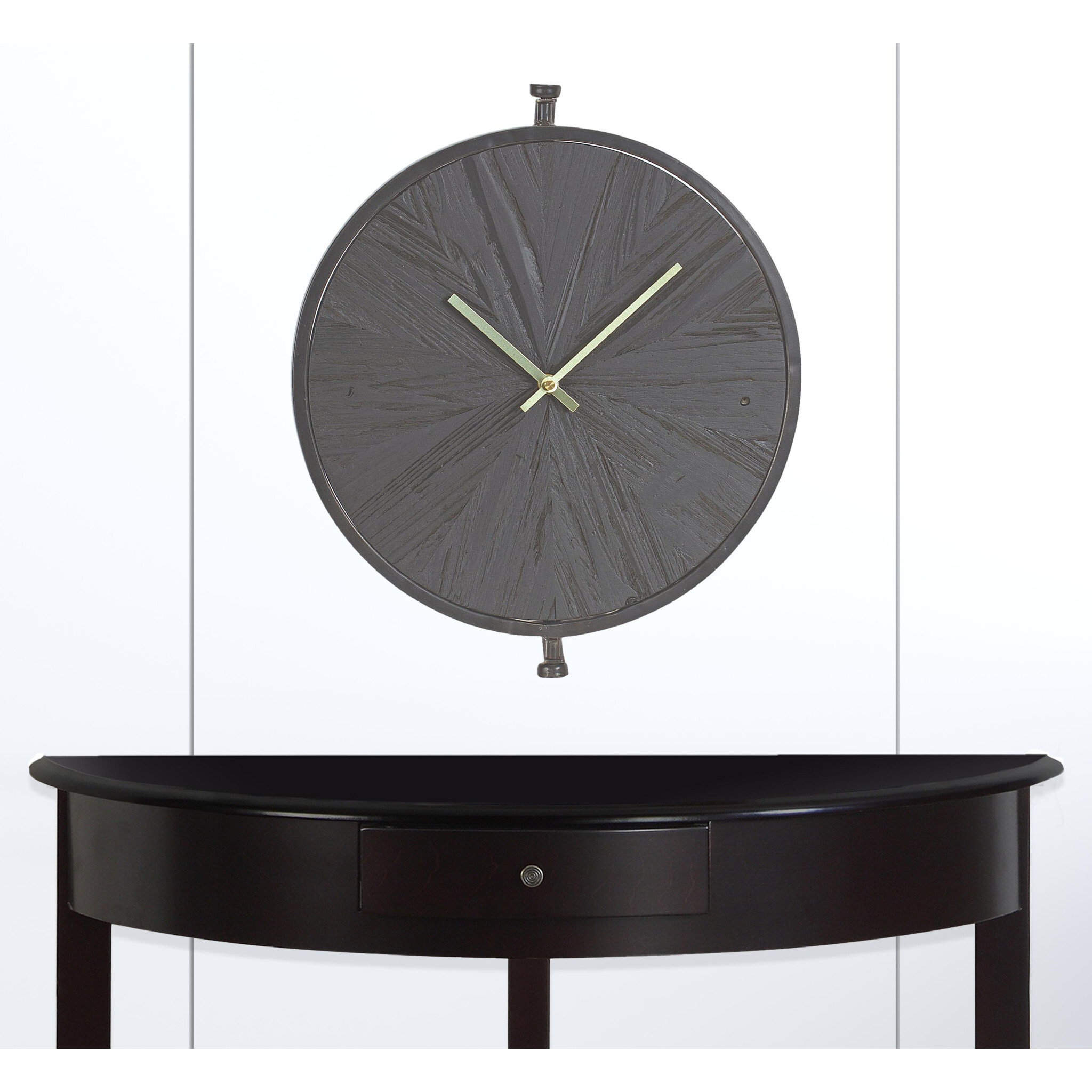 18 circle Black Wood and Solid Wood Analog Wall clock