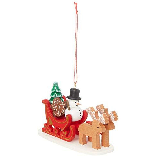 Christian Ulbricht Ornament - Snowman Sled - 4&quotH x 2.25&quotW x 1.5&quotD